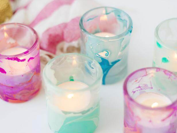 DIY Marblized Wedding Candle Holders